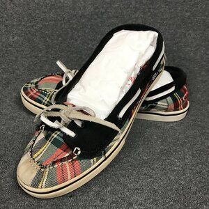 Vans Abby Women’s Plaid Tartan Canvas Lace Up Slip-On Boat Shoe Flats Size 7